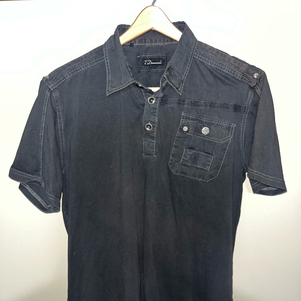 7 Diamonds Men's Black Short Sleeve Shirt